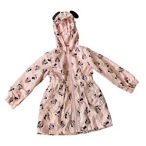 Disney Minnie Mouse Girls Hooded Pink Raincoat Jacket w/ Ears Size 4